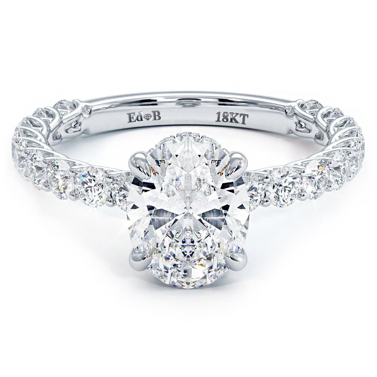 Round Hidden Halo Micropave Basket Head U Shape Set Shank Diamond  Engagement Ring Setting - Barsky Diamonds