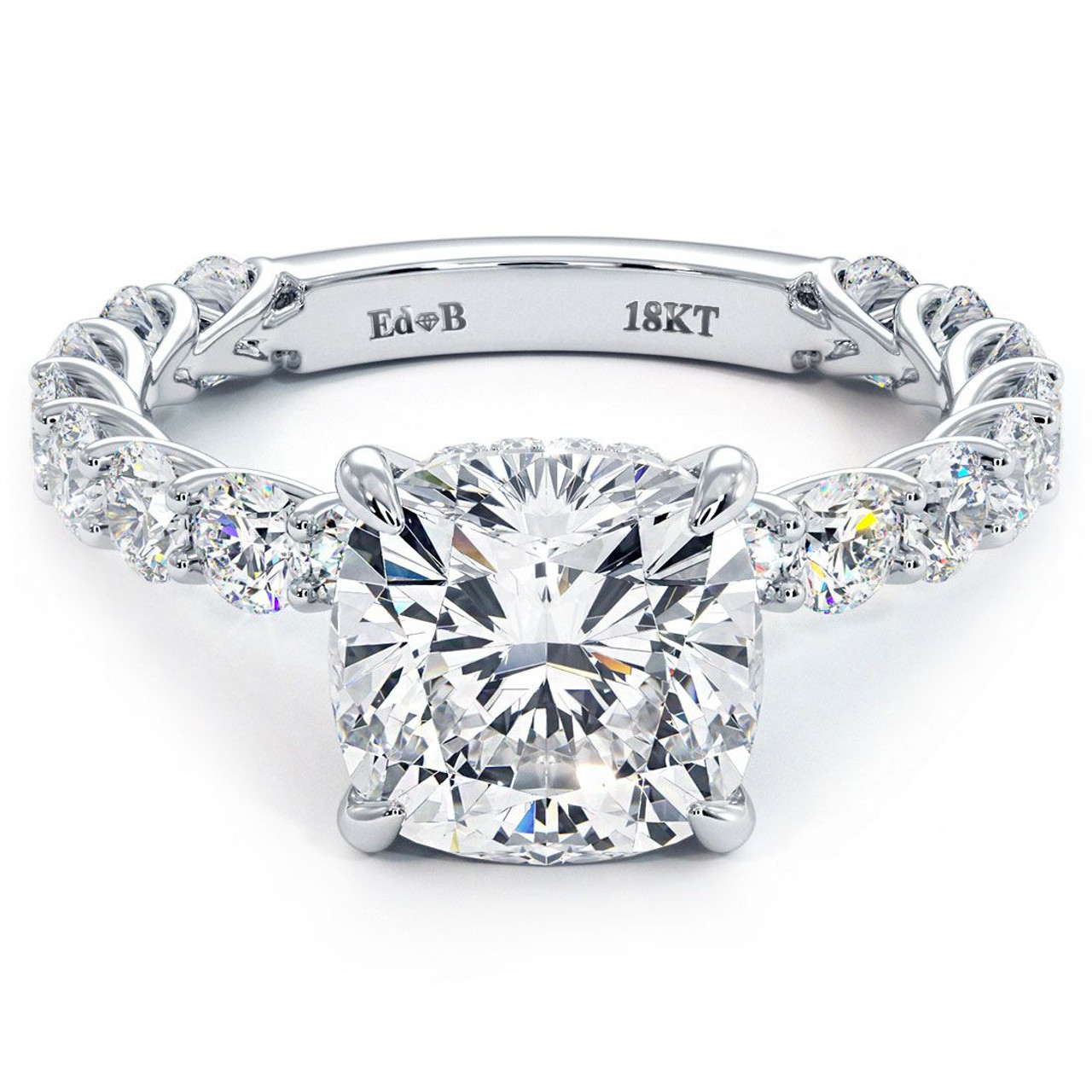 Straight Pave-Set Hidden Halo Diamond Engagement Ring R2214W | Glatz  Jewelry | Aliquippa, PA
