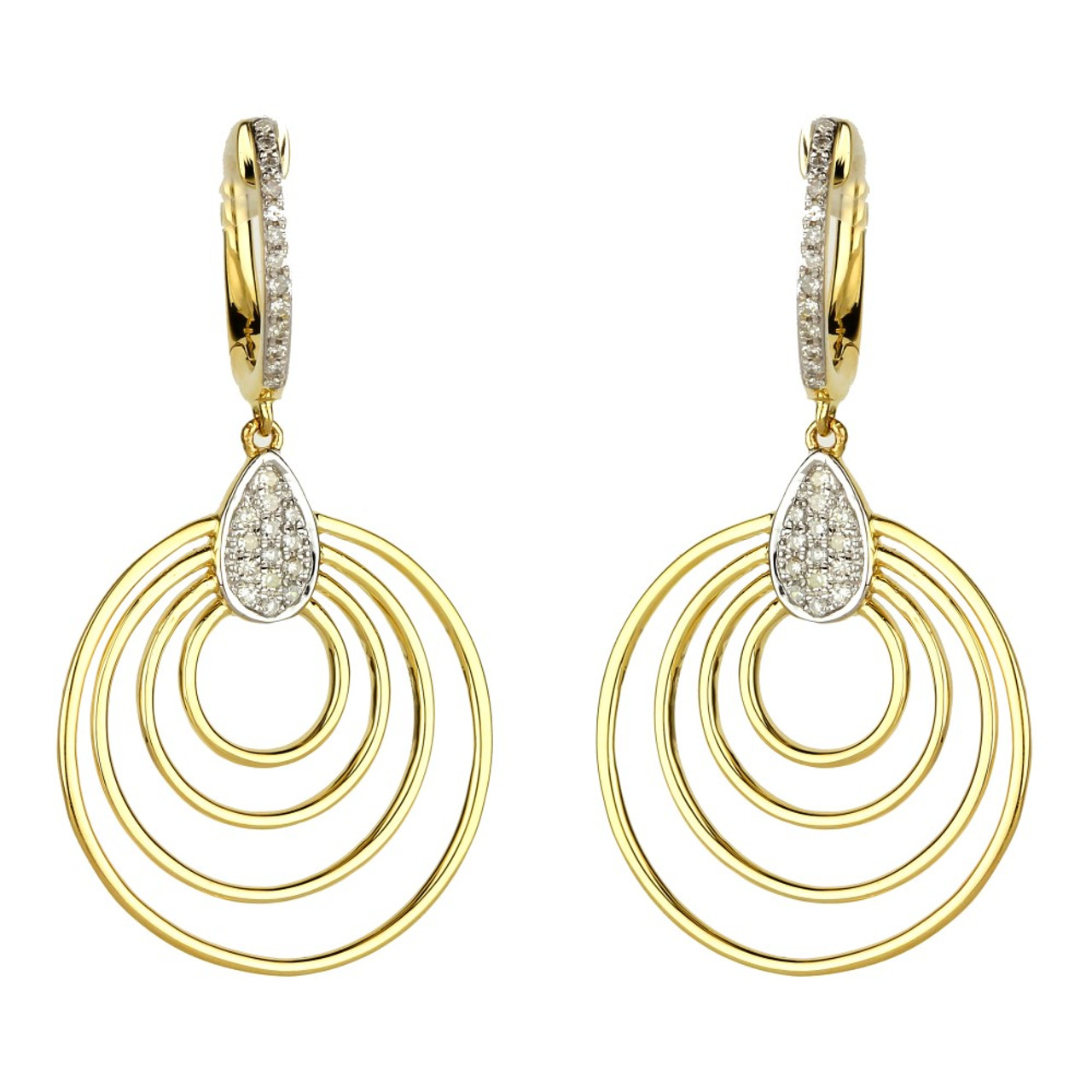 Madison L Concentric Circle Diamond Drop Earrings - Barsky Diamonds