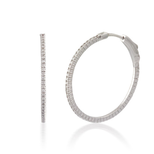 0.50ct Round Button-back Diamond Hoop Earring