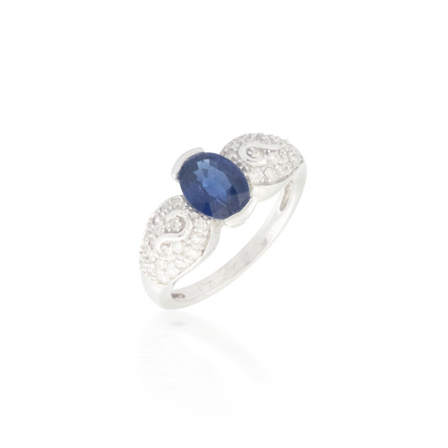 Sapphire and Diamond Pave Ring