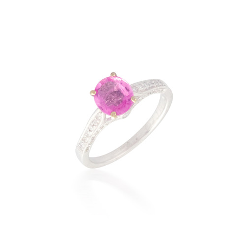 Oval Pink Sapphire and Diamond Ring 4