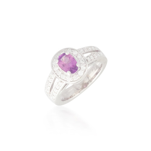 Oval Pink Sapphire and Diamond Ring 6