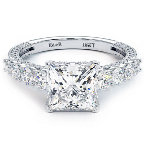 Princess Cut Micropave & Graduated Side Diamond Engagement Ring Setting
