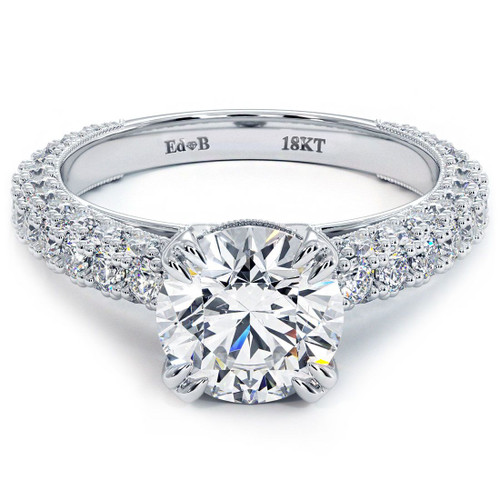 Round Center With Split Prongs Micropave Diamond Engagement Ring Setting