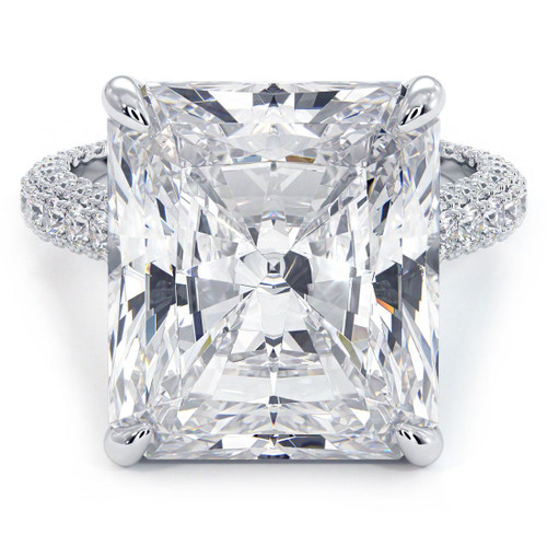 Radiant Cut Hidden Halo Basket Head With 3 Sided Micropave Diamond Engagement Ring