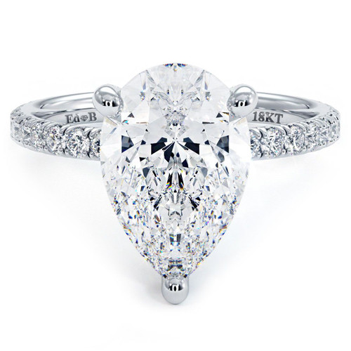 Pear shaped diamond engagement ring mounting with diamond halo – D'Amore  Jewelers