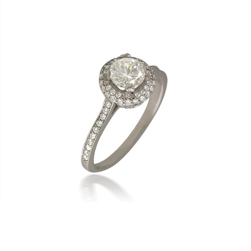 Diamond Halo Engagement Ring with Adorning Head
