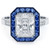Radiant Cut Halo Art Deco Sapphire & Diamond Engagement Ring Setting (Diamonds-0.20ct, Sapphires-1.25ct)