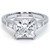 Princess Cut Center With Double Prongs & Side Tapered Baguettes Three Stone Micropave Diamond Engagement Ring Setting