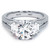 Round Center & Side Trapezoids Three Stone Micropave Split Shank Diamond Engagement Ring Setting