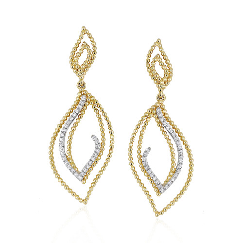 Madison L Beaded Leaves Diamond Drop Earrings - Barsky Diamonds
