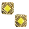 Pink Pave Yellow Center Square Earrings