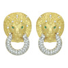 Kenneth Jay Lane Crystal Lion Head Earrings