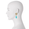 Ciner for Sophie Aqua Blue Crystal Flower Drop Earrings