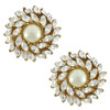 Ciner Pearl Crystal Flower Button Earrings