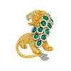 Kenneth Jay Lane Large Emerald Lion Brooch