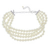 Kenneth Jay Lane Four Row Pearl Crystal Choker Necklace
