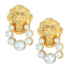 Kenneth Jay Lane Lion Pearl Doorknocker Earrings