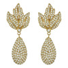 Ciner Gold Leaf Pave Crystal Drop Earrings