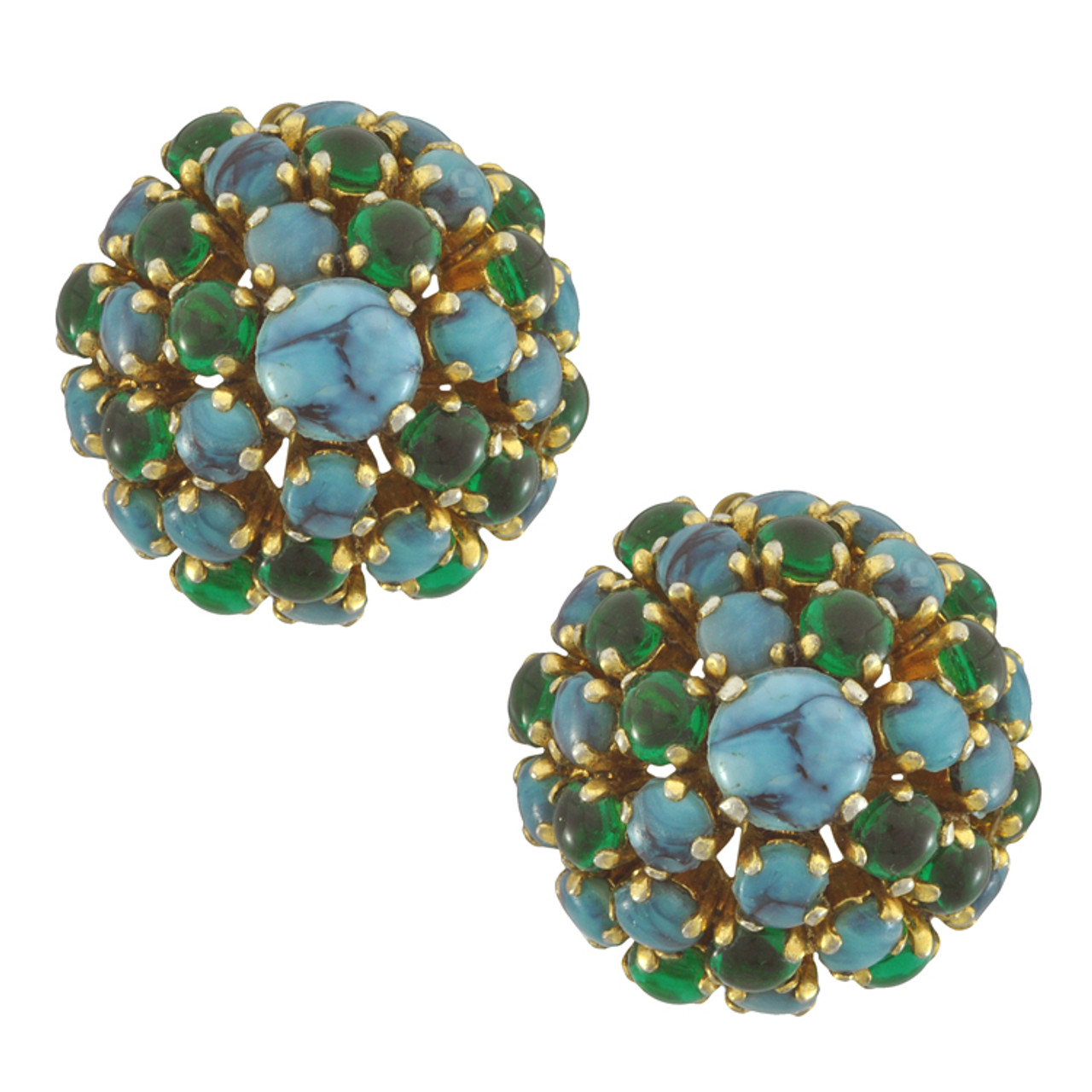 Vintage Christian Dior Turquoise Cabochon Earrings