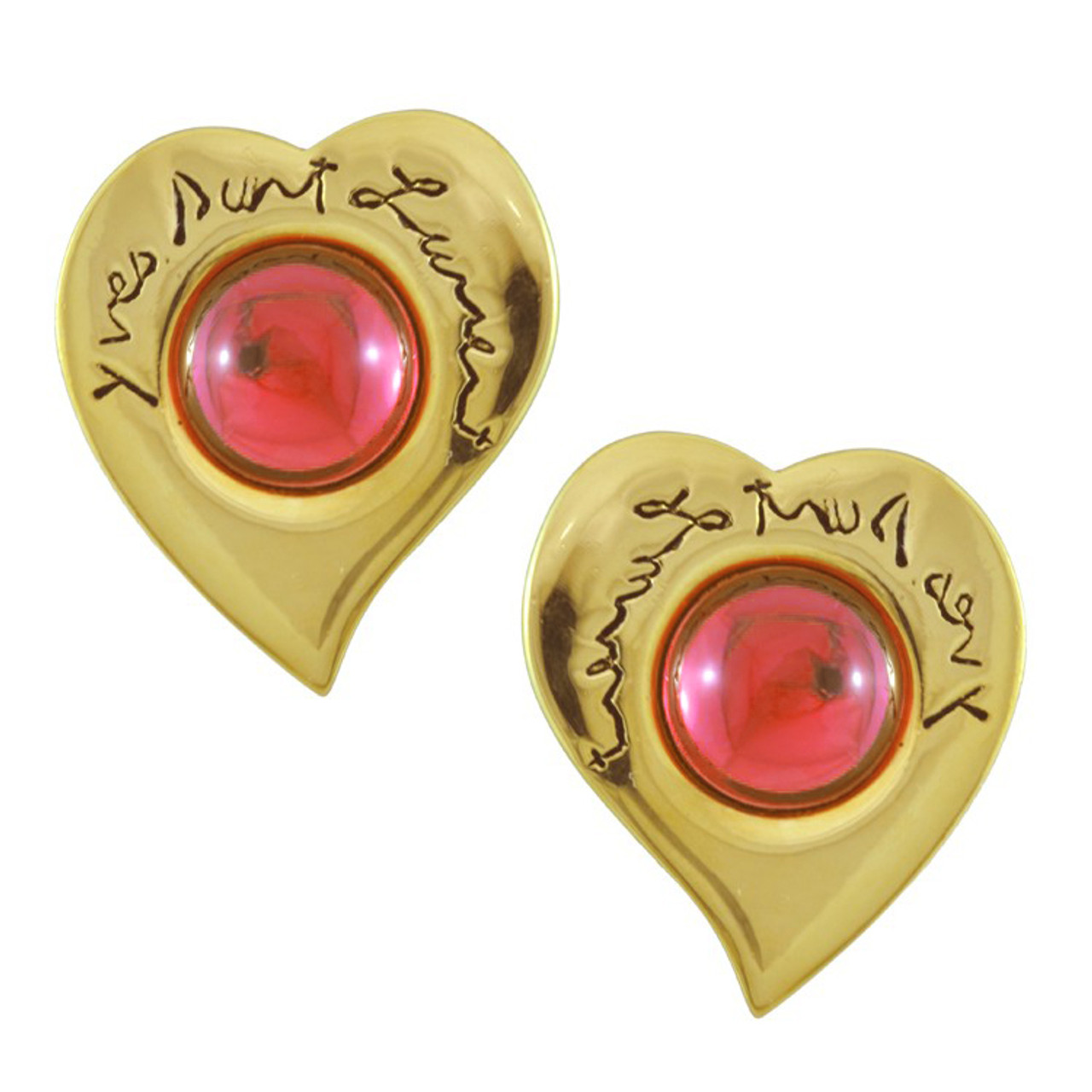 Vintage Yves Saint Laurent Red Heart Earrings