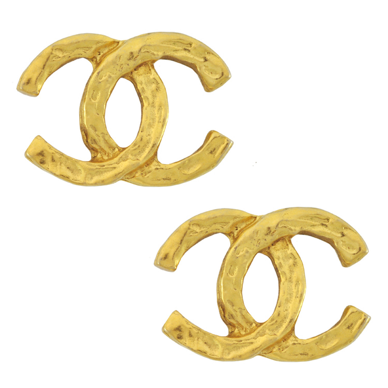 CHANEL Vintage CC Logo Crystal Round Chanel Letters Long Clip On Earrings  C1980s WBox