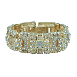 Ciner Gold Black Crystal Deco Link Bracelet