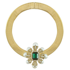 Ciner Emerald Flower Collar Necklace