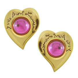 Vintage Yves Saint Laurent Pink Heart Earrings