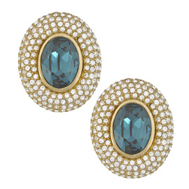 Ciner Elizabeth Sapphire Oval Crystal Earrings