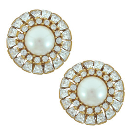 Ciner Audrey Crystal Baguette Pearl Earrings