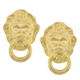 Kenneth Jay Lane Textured Lion Earrings