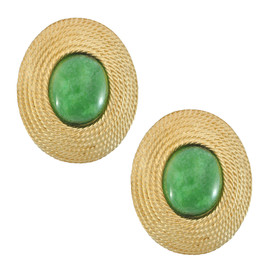 Ciner Emerald Centre Oval Earrings