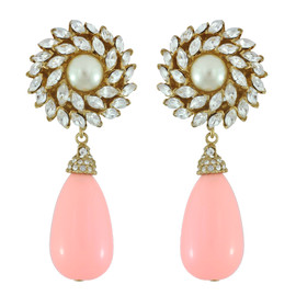 Ciner for Sophie Blush Crystal Flower Drop Earrings