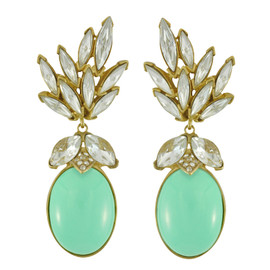 Ciner for Sophie Mint Crystal Leaf Drop Earrings