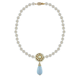 Ciner for Sophie Pale Blue Flower Drop Necklace