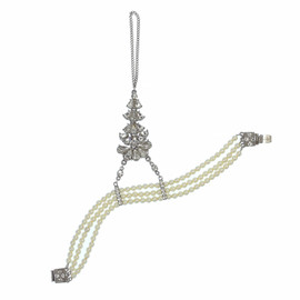 Ben-Amun Art Deco Pearl Crystal Hand Bracelet