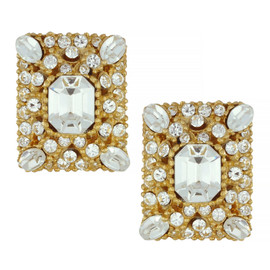 Ciner Crystal Ornate Rectangle Earrings