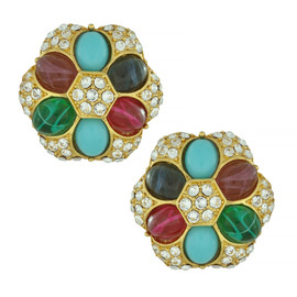 Ben-Amun Regal Crystal Button Earrings