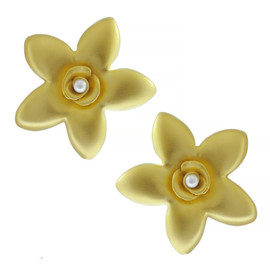 Kenneth Jay Lane Satin Gold Flower Earrings