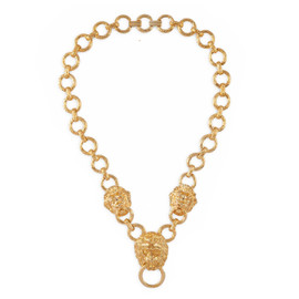 Kenneth Jay Lane Gold Three Lion Heads Necklace