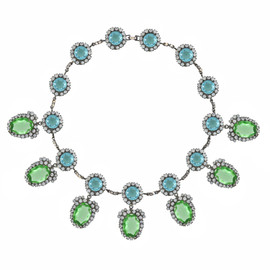 Kenneth Jay Lane Aqua Peridot Crystal Drop Necklace