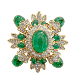 Kenneth Jay Lane Emerald Brooch