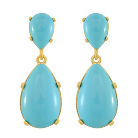 Kenneth Jay Lane Turquoise Cabochon Drop Earrings