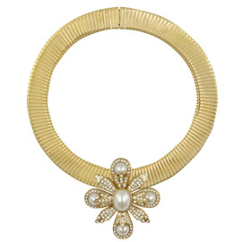 Ciner Pearl Flower Collar Necklace
