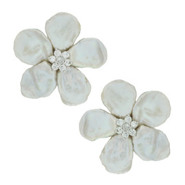 Mei's New York Keshi Pearl Flower Earrings