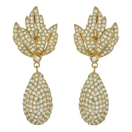 Ciner Gold Leaf Pave Crystal Drop Earrings