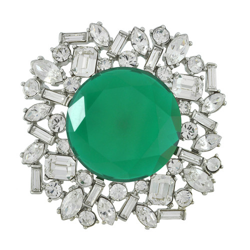 Kenneth Jay Lane Large Emerald Centre Brooch