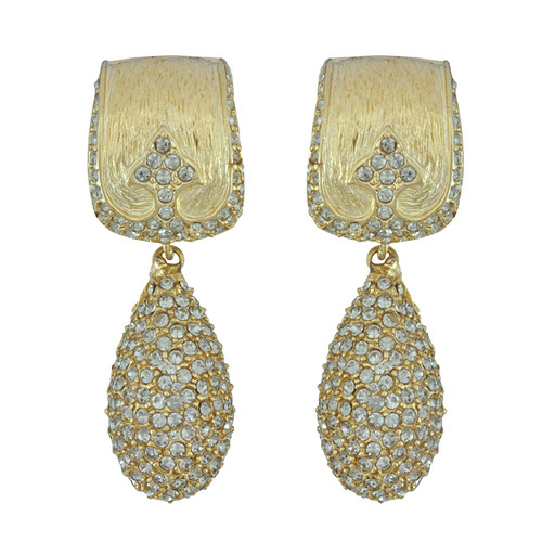 Ciner Gold Crystal Deco Drop Earrings